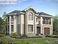 R-241-1K проект двухэтажного дома из кирпича с гаражом размером 14 на 13