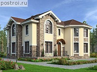 R-251-1P проект двухэтажного коттеджа из пеноблоков размером 15 на 14 