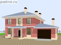 R-253-1P проект двухэтажного коттеджа из пеноблоков с гаражом размером 16 на 13