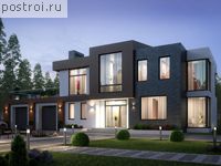 R-258-1K проект двухэтажного коттеджа из кирпича с гаражом размером 10 на 23 