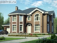 R-265-1K проект двухэтажного дома из кирпича с гаражом размером 17 на 14 