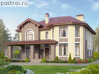 R-267-1K проект двухэтажного дома из кирпича с мансардой размером 14 на 13 