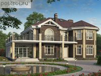 R-280-1P проект двухэтажного дома из пеноблоков с мансардой размером 14 на 18 