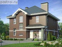 R-289-1K проект двухэтажного дома из кирпича с мансардой размером 11 на 13 