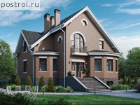 R-312-1K проект двухэтажного дома из кирпича с цоколем размером 17 на 18