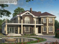 R-312-1P проект двухэтажного дома из пенобетона с мансардой размером 18 на 14