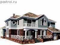 R-560-1K проект двухэтажного дома из кирпича с подвалом и гаражом размером 18 на 17 