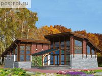 S-094-1K проект одноэтажного коттеджа из кирпича размером 12 на 12 