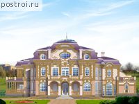 S-1281-1K проект трехэтажного дома из кирпича с цоколем и мансардой размером 28 на 36 