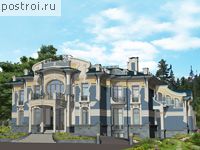 S-1385-1K проект трехэтажного дома из кирпича с цоколем и мансардой размером 24 на 29 