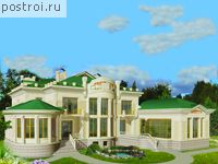 S-1547-1K проект трехэтажного дома из кирпича с цоколем и мансардой размером 34 на 30 