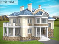 S-415-1P проект двухэтажного дома из газобетона с цоколем размером 11 на 13 