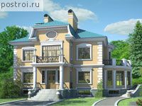 S-608-1K проект двухэтажного дома из кирпича с цоколем размером 15 на 14 