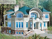 S-670-1K проект двухэтажного дома из кирпича с цоколем размером 18 на 14 