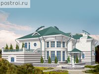 S-724-1K проект двухэтажного дома из кирпича с цоколем и гаражом размером 22 на 20 