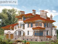 S-881-1K проект трехэтажного дома из кирпича с цоколем и мансардой и гаражом размером 18 на 22 