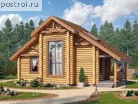T-051-1D проект одноэтажной деревянной бани из бревна с мансардой размером 5 на 10 