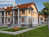 T-1068-2K проект двухэтажного дома из кирпича с цоколем и гаражом размером 14 на 8 