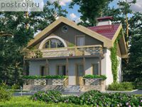 T-109-1K проект одноэтажного коттеджа из кирпича с мансардой размером 10 на 8