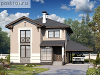 T-111-1P проект двухэтажного коттеджа из пенобетона с гаражом размером 9 на 13 