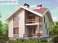 T-114-1K проект одноэтажного коттеджа из кирпича с мансардой размером 10 на 8 