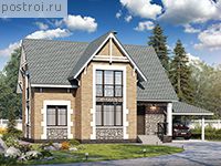 T-118-2P проект двухэтажного коттеджа из пенобетона с гаражом размером 9 на 15 