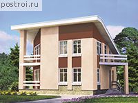 T-126-1K проект одноэтажного коттеджа из кирпича с мансардой размером 9 на 9 