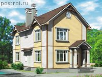 T-128-1P проект двухэтажного коттеджа из газобетона размером 14 на 6 