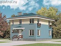 T-129-1P проект двухэтажного коттеджа из газобетона размером 9 на 8 