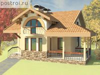 T-130-1P проект одноэтажного коттеджа из газобетона с мансардой размером 10 на 11 