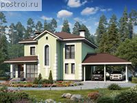 T-176-1P проект двухэтажного дома из пеноблоков с гаражом размером 12 на 19 