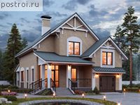 T-181-1P проект двухэтажного дома из пеноблоков с гаражом размером 16 на 9 