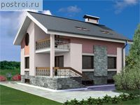 T-190-1P проект двухэтажного коттеджа из пенобетона с цоколем размером 10 на 8 