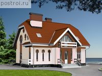 T-196-1K проект одноэтажного коттеджа из кирпича с мансардой размером 12 на 12 