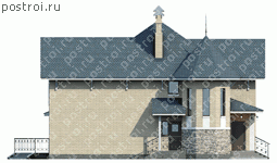 T-212-1P проект двухэтажного дома из пенобетона размером 14 на 11  - вид слева