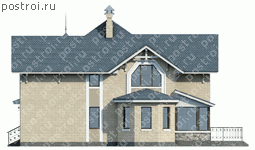 T-212-1P проект двухэтажного дома из пенобетона размером 14 на 11  - вид справа