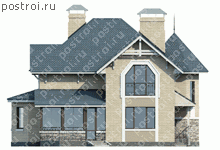 T-212-1P проект двухэтажного дома из пенобетона размером 14 на 11  - вид сзади