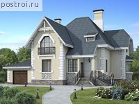 T-213-1P проект двухэтажного дома из пенобетона с гаражом размером 15 на 15 