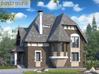 T-255-1P проект двухэтажного коттеджа из пеноблоков с мансардой размером 11 на 16 