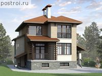 T-257-1P проект двухэтажного коттеджа из пеноблоков с цоколем размером 15 на 11 