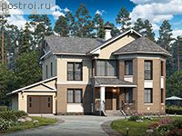 T-277-1P проект двухэтажного дома из пеноблоков с гаражом размером 18 на 17 