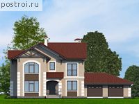 T-284-1P проект двухэтажного дома из пеноблоков с гаражом размером 15 на 20 