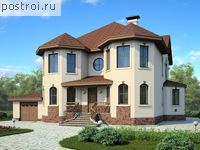 T-287-1P проект двухэтажного дома из пеноблоков с гаражом размером 16 на 15