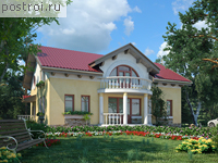 T-290-1P проект одноэтажного дома из пеноблоков с мансардой и гаражом размером 15 на 14 