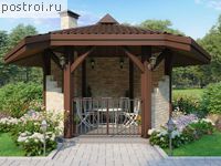 U-012-1D проект одноэтажной деревянной беседки из бруса размером 4 на 5 