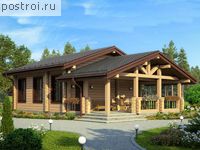 U-047-1D проект одноэтажной деревянной бани из бруса размером 12 на 8 