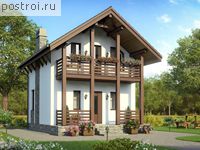 U-050-1P проект одноэтажного дома из пеноблока с мансардой размером 6 на 6