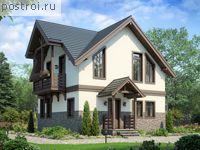 U-085-1P проект одноэтажного дома из пеноблока с мансардой размером 8 на 8 