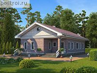 U-102-1P проект одноэтажного коттеджа из пенобетона размером 9 на 16 