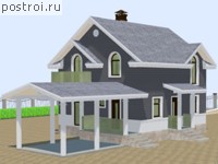 U-104-1D проект двухэтажного деревянного коттеджа из бруса с гаражом размером 9 на 15